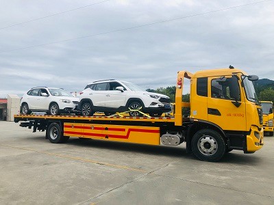 东风天锦8吨双位轿运平板清障车